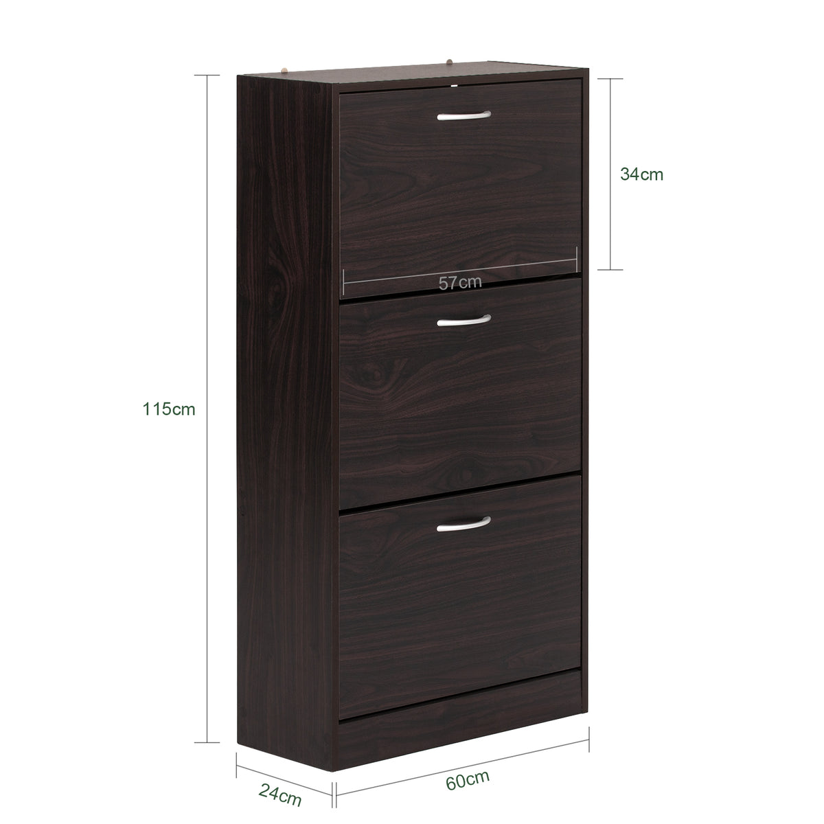 SoBuy FSR110-BR Dulap de Pantofi cu 3 Uși Rabatabile, Organizator pentru Hol Intrare – 60x24x115 cm, Maro