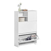 SoBuy FSR111-W Dulap de pantofi cu 2 compartimente rabatabile, 2 compartimente deschise și 1 ușă pentru hol, alb