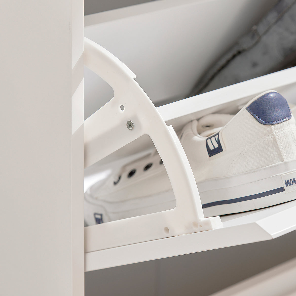 SoBuy FSR111-W Armoire à Chaussures 2 Abattants, 2 Compartiments Ouverts et 1 Porte pour Entrée Couloir, Blanc