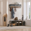 SoBuy FHK26-N Cuier de Perete Mobilier de Hol, Suport Haine, Etajeră de Perete cu 3 Coșuri și 7 Cârlige Duble, Stil Industrial 100x20x30 cm