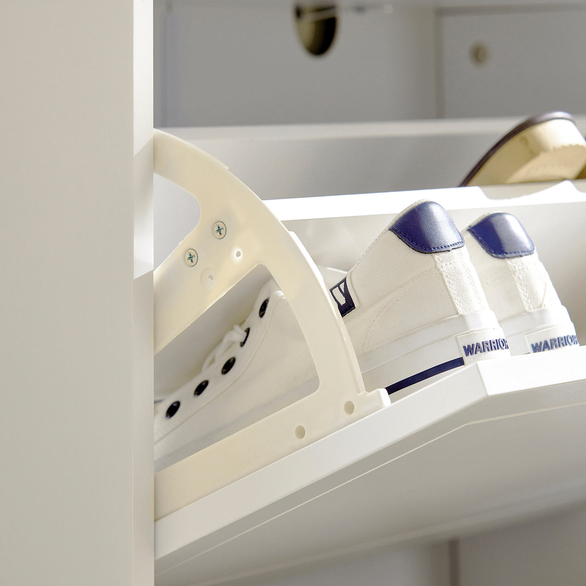 SoBuy FSR114-W Armoire à Chaussures 2 Abattants, 1 Porte et 1 Compartiment Ouvert pour Entrée Couloir – Blanc