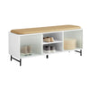 SoBuy FSR115-W Banc à Chaussures avec Coussin Rembourré, 4 Compartiments et 2 Portes Coulissantes en Verre pour Entrée – 110x34x46 cm, Blanc