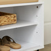 SoBuy Bancă cu scaun, suport de încălțăminte cu 2 uși glisante, bancă de intrare cu compartiment de depozitare, 85x37x49cm FSR116-W