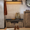 SoBuy FSR118-N Banc pentru Pantofi cu Ușă Glisantă Tip Hambar, Sertar și Pernă Căptușită pentru Hol – 101x35x46 cm, Natural
