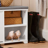 SoBuy FSR119-W Banc de Pantofi cu Pernă Căptușită, 1 Rabat și 2 Compartimente Deschise pentru Intrare – 90x24x46 cm, Alb