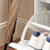 SoBuy FSR119-W Banc de Pantofi cu Pernă Căptușită, 1 Rabat și 2 Compartimente Deschise pentru Intrare – 90x24x46 cm, Alb
