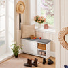 SoBuy FSR119-W Banc de Pantofi cu Pernă Căptușită, 1 Rabat și 2 Compartimente Deschise pentru Intrare – 90x24x46 cm, Alb
