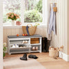 SoBuy FSR119-W Banc de Pantofi cu Pernă Căptușită, 1 Rabat și 2 Compartimente Deschise pentru Intrare – 90x24x46 cm, Alb