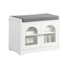 SoBuy FSR121-W Banc pentru Pantofi cu Pernă Căptușită, 2 Uși din Sticlă și 4 Rafturi pentru Hol – 60x35x45 cm, Alb