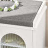 SoBuy FSR121-W Banc pentru Pantofi cu Pernă Căptușită, 2 Uși din Sticlă și 4 Rafturi pentru Hol – 60x35x45 cm, Alb