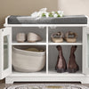 SoBuy FSR121-W Banc pentru Pantofi cu Pernă Căptușită, 2 Uși din Sticlă și 4 Rafturi pentru Hol – 60x35x45 cm, Alb