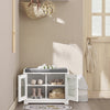 SoBuy FSR121-W Banc pentru Pantofi cu Pernă Căptușită, 2 Uși din Sticlă și 4 Rafturi pentru Hol – 60x35x45 cm, Alb