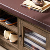 SoBuy FSR122-N Banc de Rangement, Meuble à Chaussures d'Entrée avec Assise Coussin Rembourré, 2 Porte Vitrée et 6 Étagères, Marron Rustique