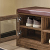 SoBuy FSR122-N Banc de Rangement, Meuble à Chaussures d'Entrée avec Assise Coussin Rembourré, 2 Porte Vitrée et 6 Étagères, Marron Rustique