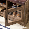 SoBuy FSR122-N Banc de Rangement, Meuble à Chaussures d'Entrée avec Assise Coussin Rembourré, 2 Porte Vitrée et 6 Étagères, Marron Rustique