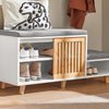 SoBuy FSR125-WN Banchetă pantofar cu perne căptușite pe picioare pentru hol intrare – 101x35x46 cm, Alb și Natural