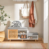 SoBuy FSR125-WN Banchetă pantofar cu perne căptușite pe picioare pentru hol intrare – 101x35x46 cm, Alb și Natural