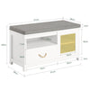 SoBuy FSR126-W Banc pentru Pantofi cu Pernă Căptușită și Spațiu de Depozitare pentru Hol Intrare – 81x36x46 cm, Alb