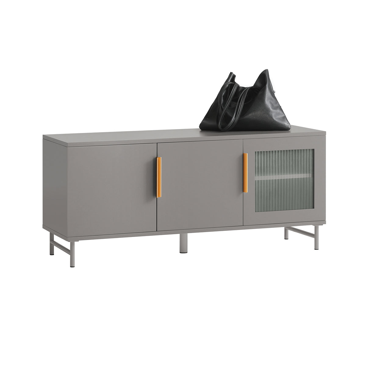 SoBuy FSR130-HG Banc à chaussures, Meuble Bas d'Entrée, Meuble TV, avec 3 Portes et Étagères Réglables