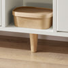 SoBuy FSR132-W Banc pentru Pantofi cu Pernă din PU, 2 Compartimente Rabatabile și 2 Compartimente Deschise, pe Picioare Aurii pentru Hol – 110x26x52 cm, Alb