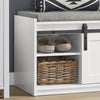 SoBuy FSR133-W Banc de Pantofi cu Ușă Glisantă Tip Hambar și 6 Compartimente pentru Hol – 120x35x45 cm, Alb