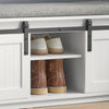 SoBuy FSR133-W Banc de Pantofi cu Ușă Glisantă Tip Hambar și 6 Compartimente pentru Hol – 120x35x45 cm, Alb