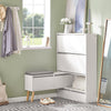 SoBuy FSR134-W Banc pentru Pantofi Modular cu Dulap pe Picioare, Mobilier pentru Hol – 124x24x126 cm, Alb