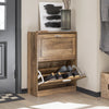 SoBuy Rack de încălțăminte sold cu 2 linii de calmuri care economisesc subțiri, 60x23x79cm, nuc, FSR137-F