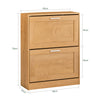 SoBuy Suport pentru încălțăminte cu 2 Limelare de suport pentru suport Slim, 60x23x79cm, natural, FSR137-N
