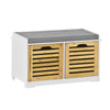 SoBuy FSR23-K-WN Banc à Chaussures avec Coussin Rembourré et 2 Cubes de Rangement pour Entrée – 71x34x43 cm, Blanc et Naturel