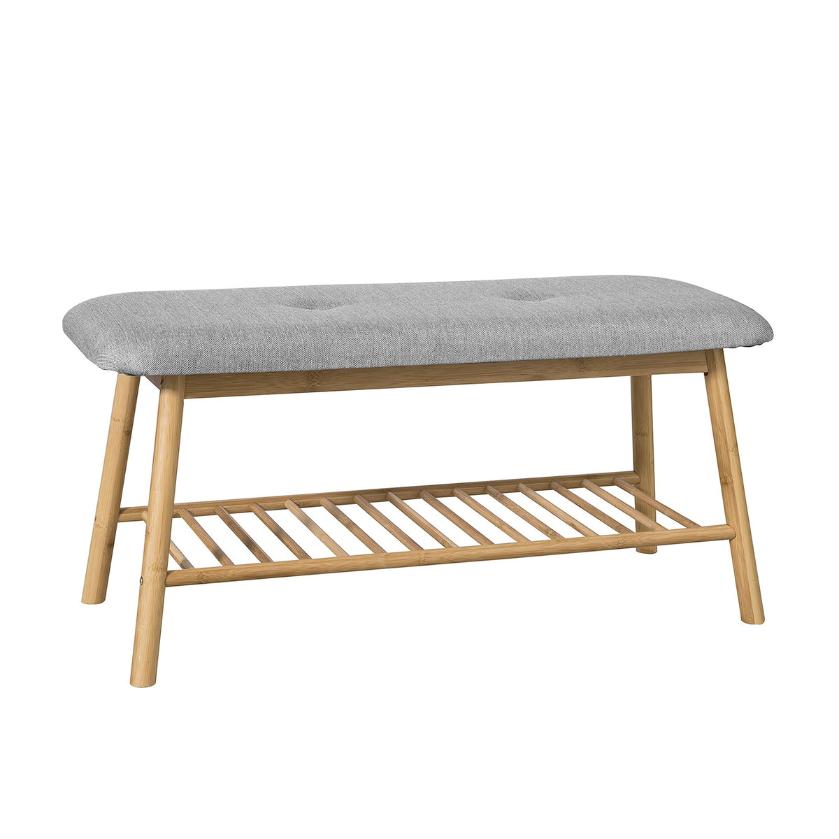 SoBuy FSR24-K-HG Banc à Chaussures Design avec Assise et 1 Étage de Rangement pour Entrée – 91x34x45 cm, Gris
