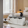 SoBuy FSR30-W Banc pentru Pantofi cu Pernă Căptușită și 3 Compartimente de Depozitare pentru Hol – 100x36x46 cm, Alb
