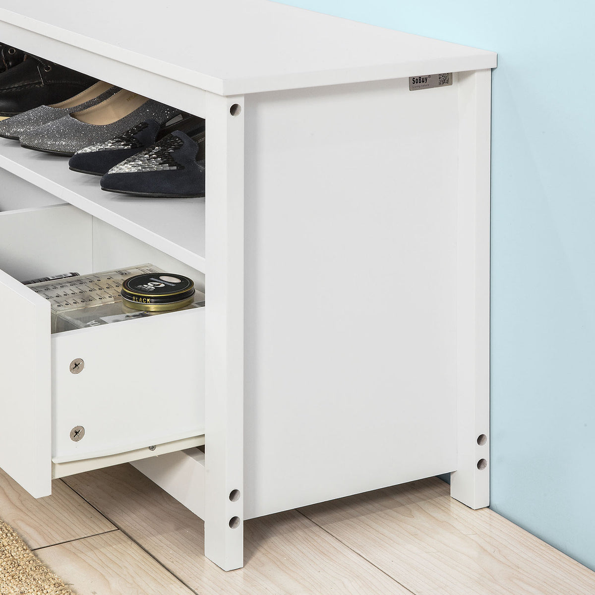 SoBuy FSR48-W Banc de depozitare Pantofar Mobilier de intrare Dulap pentru pantofi