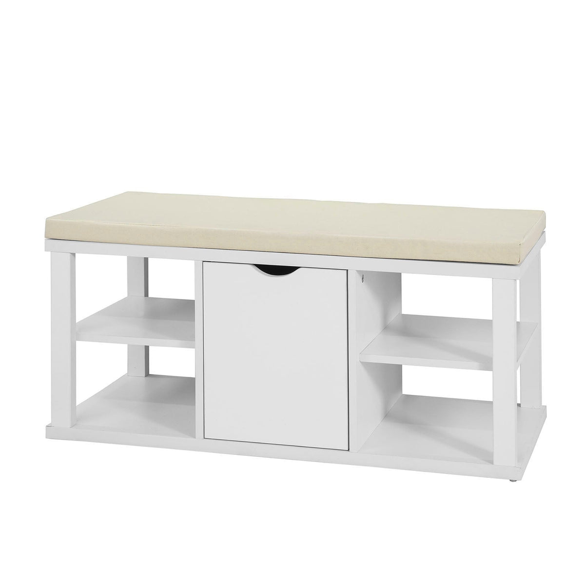 SoBuy FSR52-W Meuble à Chaussures Banc de Rangement Étagère avec coussin rembourré