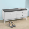 SoBuy FSR56-W Banc pentru Pantofi cu Pernă Căptușită și 3 Sertare pentru Hol Intrare – 100x40x49 cm, Alb