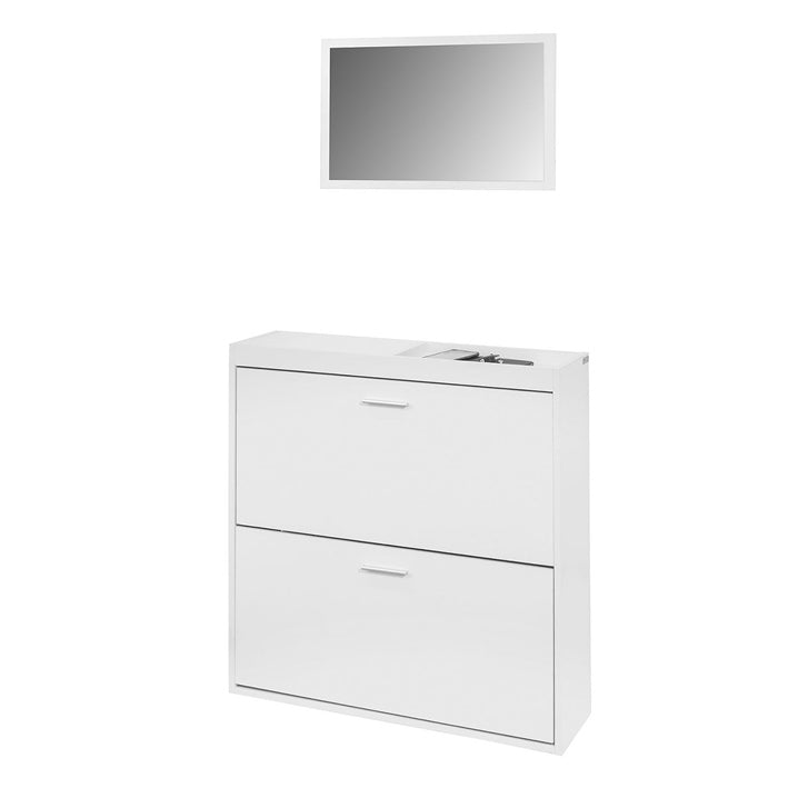 SoBuy FSR61-W Ensemble de Meuble d’entreé Miroir Mural et Commode Armoire à Chaussures