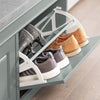 SoBuy FSR64-HG Banc pentru Pantofi 104cm – 2 Uși cu Rabat, Pernă Detașabilă, 150kg, Certificat FSC®, Subțire 24cm – Gri
