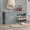 SoBuy FSR64-HG Banc pentru Pantofi 104cm – 2 Uși cu Rabat, Pernă Detașabilă, 150kg, Certificat FSC®, Subțire 24cm – Gri