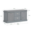 SoBuy FSR66-DG Banc de Rangement avec Coussin Rembourré, 2 Tiroirs et 2 Paniers Meuble Bas Entrée Commode à Chaussure Banquette Confortable