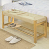 SoBuy FSR68-N Banc de pantofi de design cu șezut și depozitare pentru hol – 110x36x46 cm, Natur