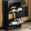 SoBuy FSR78-SCH Dulap pantofi cu 2 compartimente, Organizator încălțăminte pentru 8 perechi în hol/intrare – 54x24x83 cm, Negru