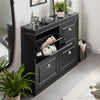 SoBuy FSR79-SCH Dulap pantofi cu 4 uși rabatabile, Suport pentru 16 perechi, pentru hol - 105x24x83 cm, Negru