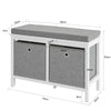 SoBuy FSR81-HG Banc pentru Pantofi cu Pernă Căptușită și 2 Coșuri de Depozitare pentru Hol – 70x30x50 cm, Gri