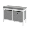 SoBuy FSR81-HG Banc pentru Pantofi cu Pernă Căptușită și 2 Coșuri de Depozitare pentru Hol – 70x30x50 cm, Gri