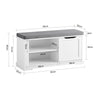 SoBuy FSR84-W Banc à Chaussures avec Coussin Rembourré, 1 Porte et 2 Étagères pour Entrée Couloir – 80x30x45 cm, Blanc