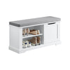 SoBuy FSR84-W Banc à Chaussures avec Coussin Rembourré, 1 Porte et 2 Étagères pour Entrée Couloir – 80x30x45 cm, Blanc