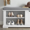 SoBuy FSR84-W Banc à Chaussures avec Coussin Rembourré, 1 Porte et 2 Étagères pour Entrée Couloir – 80x30x45 cm, Blanc
