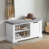 SoBuy FSR84-W Banc à Chaussures avec Coussin Rembourré, 1 Porte et 2 Étagères pour Entrée Couloir – 80x30x45 cm, Blanc