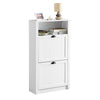 SoBuy FSR87-K-W Armoire à Chaussures 2 Abattants et Compartiment Ouvert pour Entrée Couloir, Blanc