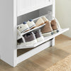 SoBuy FSR87-K-W Armoire à Chaussures 2 Abattants et Compartiment Ouvert pour Entrée Couloir, Blanc